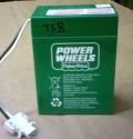 Power Wheels 6V Type-H Green Battery - 00801-1234, 00801-1458